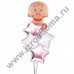 Букет шаров с гелием в роддом на выписку дочки Малышка и звезды