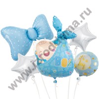 Букет из шариков с гелием Новорожденный малыш бабочка и звезды